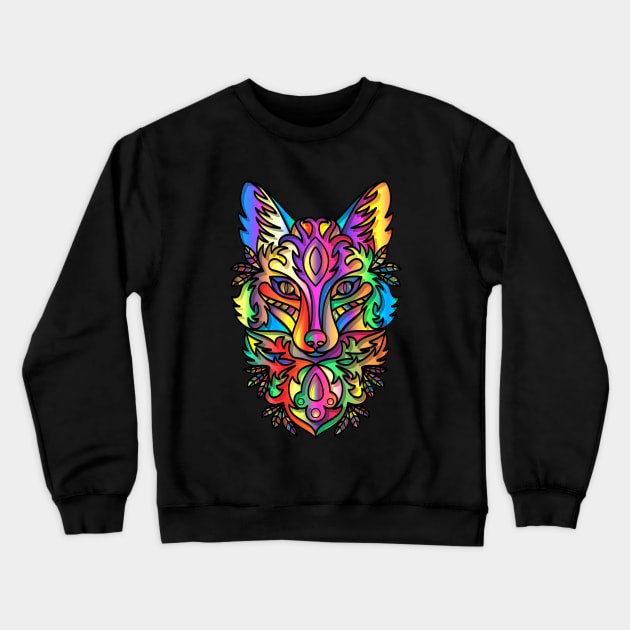 Fox Colorful Crewneck Sweatshirt by Mako Design 